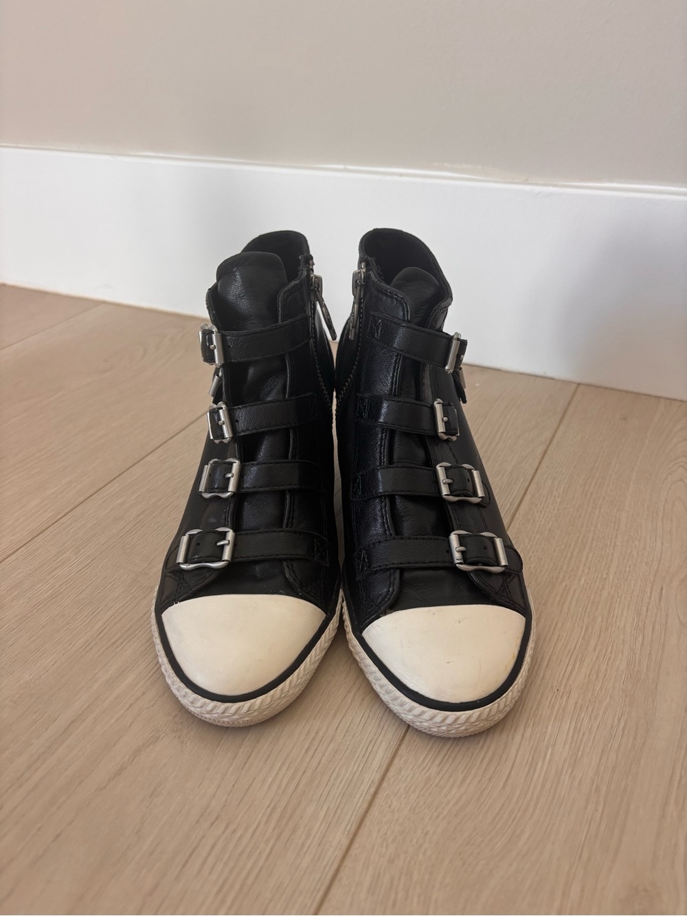 Ash Black High-Top Wedge Buckle Sneakers- Women's Sz 7